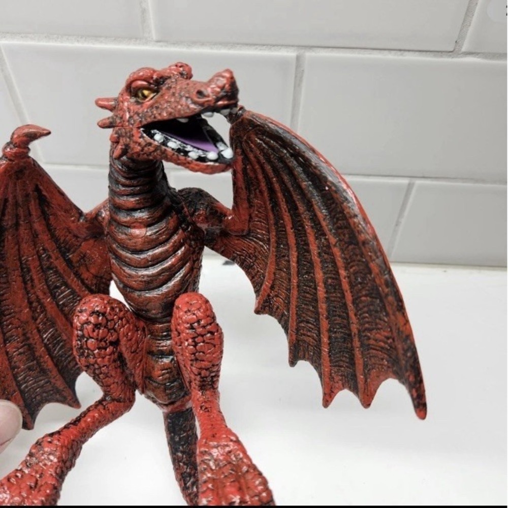 Crazy Bonez By Seasons 6" Dragon Figure with 23" Long Tail Rare Red Color